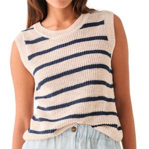 Faherty Miramar Muscle Tank Natural - Navy Stripe